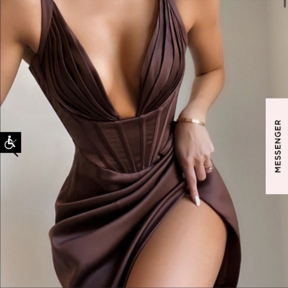 House of CB Faye Dress in Brown - NWOT